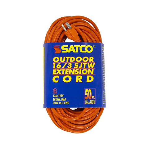 Top Shelf 12 Pack 50 Foot 16 Gauge Orange Extension Cords Heavy Duty Outdoor SJTW Power Cable wrapped with label.