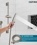 Shower Faucet Set With 12 Inch Rain Shower Head And Handheld Spray, Brushed Nickel Wall Mounted Trim Kit With Slide Bar, in use