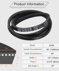 Two Pack AX48 EPDM V Belt Cogged Half Inch Wide Raw Edge Industrial Rubber Belt 50 Inch Outer Circumference chart
