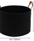 XXXLarge Cotton Rope Storage Basket With Leather Handles For Living Room Go To Organizer For Blankets Towels And Pillows Black 20x20x13 Inches Durable Cotton Rope Craft With Leather Accents For Laundry Or Decorative Storage