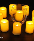 Bulk Set Of 10 Flameless Votive Candles With Remote And Timer, Battery Operated Tealights With Realistic Outdoor Flicker
