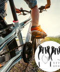 Close-up of cyclist with inset showing Two Set Bike Brake Kit For Road and Mountain Bikes, Aluminum Calipers, Durable Rubber Pads