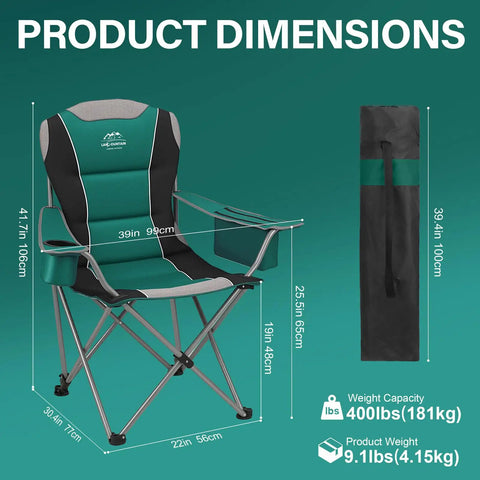 Two Pack Oversized Camping Chair Set With 3 Level Adjustable Back Ergonomic Lounge Comfort Cup Holders And Cooler Bag