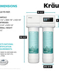 Purita 2-Stage Carbon Block Under-Sink Water Filtration System With Digital Display Monitor FS-1000 White dimensions shown.