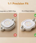 90 Pack Light Clips For Pro Outdoor Lights H706 H806 showing fitment comparison with Precision Fit label