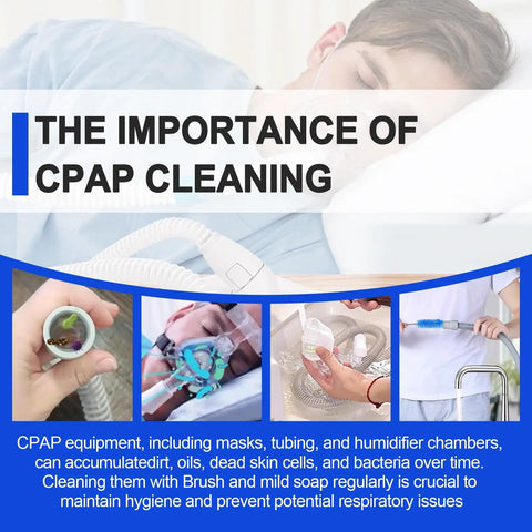 All In One CPAP Cleaning Kit With Cleaner And Hose Brush For CPAP Machine Deep Clean Mask Tubing Connectors And Water Tank