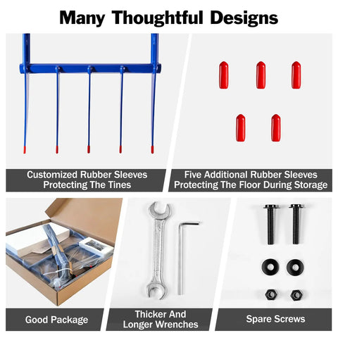 Heavy Duty Broadfork 56 Inch Garden Tool With Unbreakable Build And Five 11 Inch Cambered Tines, ergonomic handles, accessories