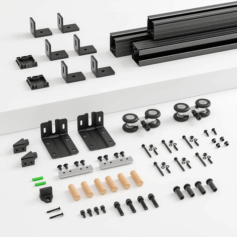 6Ft Box Rail Sliding Barn Door Hardware Kit for Wall Mount Track System Heavy Duty Quiet Operation Easy Install No Door Included