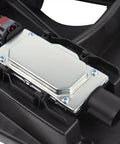 Solid Engine Radiator Cooling Fan Assembly With Integrated Shroud And Smooth Brushless Motor Direct Swap Replacement Fits 2012 Through 2018 Ford Focus BeV 2.0 Liter L4 Engine showing motor and connector details.