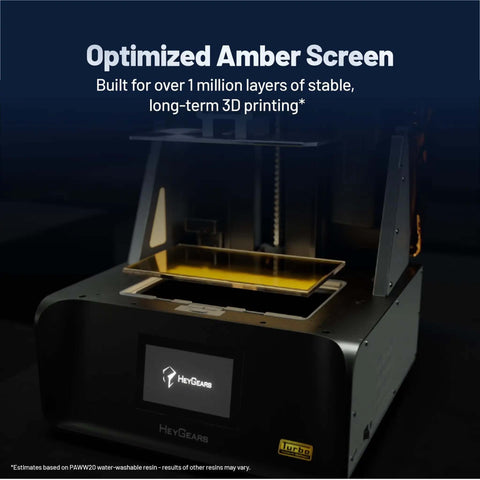 Beast Mode Resin 3D Printer with Amber Screen for ultra-fast 4.5s layer times and crisp 566:1 high contrast, front view.