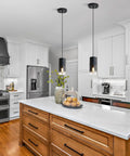 Black Industrial Pendant Lights 2 Pack With Adjustable Cords And E26 Sockets, Modern Glass Shade Pendant Lighting for Kitchen Island