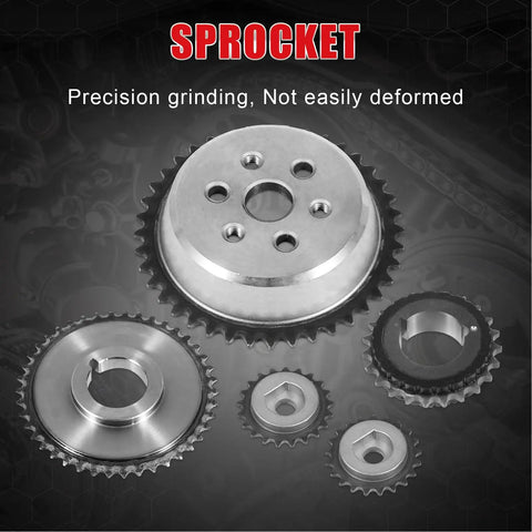 Timing Chain Kit With Tensioner Guide Rail Crank Sprocket And Sprockets For Chevy Malibu Equinox Buick LaCrosse L4 Engines, with sprocket detail
