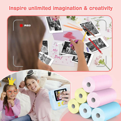 6 Rolls Kids Camera Instant Print Refill Paper Set For Colorful Photo Printing, No Fuss Thermal Paper For Most Kids Instant Cameras, Includes 2 Pink 2 Blue 2 Yellow, Each Roll 2.2In By 29.5Ft, Prints Over 80 Photos; pastel thermal paper rolls