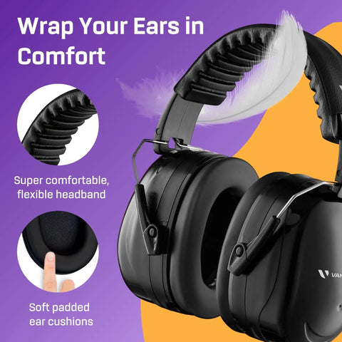 Heavy Duty Hearing Protection Earmuffs With Over 35 dB Noise Reduction At 2K Hz Broad Noise Cancelling Shield For Adults And Teens