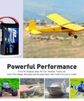 Two Pack 2S 7.4V 850mAh 50C LiPo Battery Soft Pack With JST Connector images of RC plane, car, boat, and helicopter.