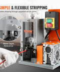 Heavy Duty Electric Wire Stripper Machine Automatic Cable Prep Tool With 180W Motor For Fast And Clean Stripping Of 0.06 To 1.18 Inch Wires, showing blade depth reference and acrylic panel