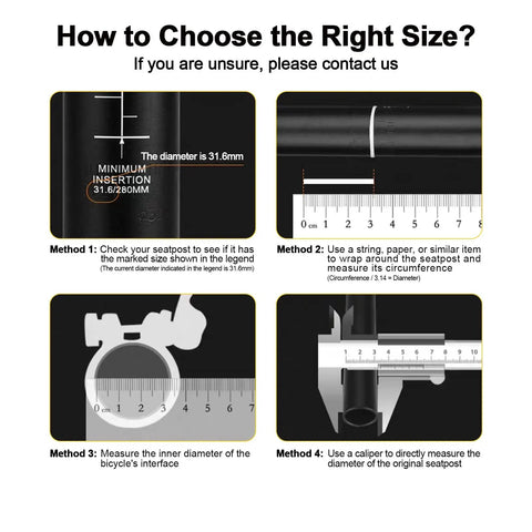 Guide for choosing size of Lightweight Aluminum Bike Seat Post Clamp With Quick Release