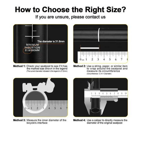 How to choose the right size for Lightweight Aluminum Alloy Bike Seat Post Clamp With Quick Release Collar for 28.6mm 31.8mm 34.9mm posts