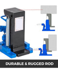 Heavy Duty 10 Ton Hydraulic Toe Lift Jack With Air Drive And 22000 Pound Rating showing rugged steel rod for vehicle maintenance.