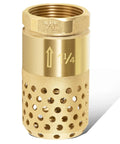 Well Pump Foot Valve 1-1/4 Inch Female NPT Check Valve With Brass Body, Strainer, 0.18 Inch Filter Holes, Stops Backflow, Reduces Clogs