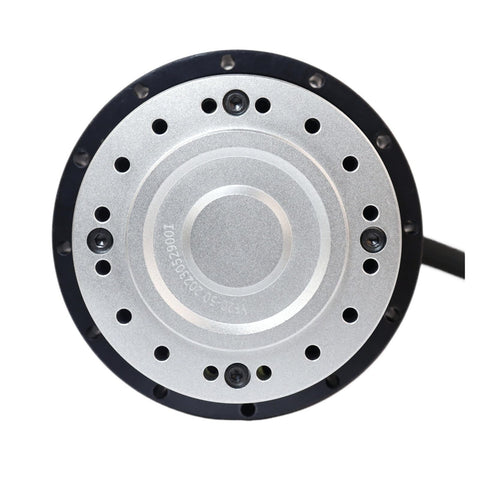 Front view of FPBIGCHA YF20 servo motor with silver faceplate and multiple mounting holes; side cable.