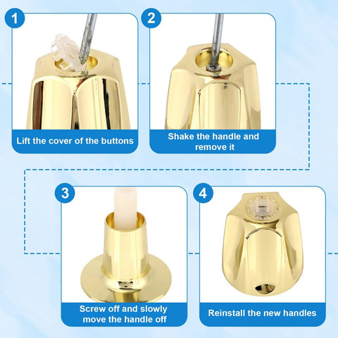 Installation steps for 2 Pack Metal Golden Shower Knobs Replacement For Pfister Verve Shower Faucet Handle.