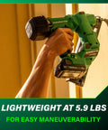 Cordless 18V Brushless 15-Gauge Angled Finish Nailer Kit With 2.0Ah Battery, Flush Drive For Hardwood Trim used on vertical surface