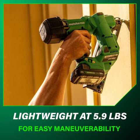Cordless 18V Brushless 15-Gauge Angled Finish Nailer Kit With 2.0Ah Battery, Flush Drive For Hardwood Trim used on vertical surface