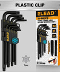 Torx Star Allen Wrench Set 11 Piece With Long Arm Wrenches And Extension Bar T10 Through T50 Heat Treated S2 Steel With Black Oxide Finish For Auto Motorcycle Home DIY Projects Pro Grade Heavy Duty Maintenance, packaged set