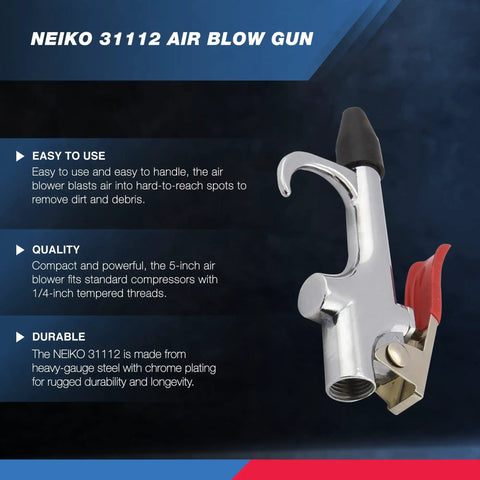 Air Blow Gun Nozzle Kit With Five Interchangeable Nozzles For Compressors, chrome plated steel blower 1/4 NPT