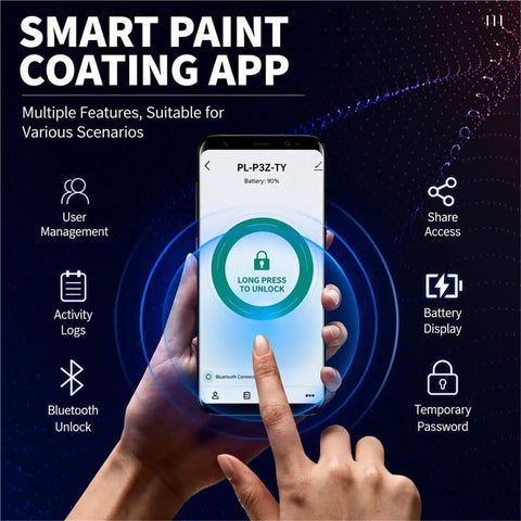 No Sweat Keyless Entry Smart Door Lock With Biometric Fingerprint Scanner And Mobile App Control For Killer Home Security displayed on smartphone.