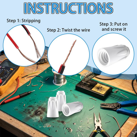 Instructions for using 36 Pack Ceramic Wire Connectors For High Temperature Wiring 18 8 AWG Porcelain Twist Caps And Ceramic Nuts Large 0.35 By 0.57 Inch Ideal For Heavy Duty Electrical Repairs And Heat Resistant Connections.
