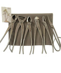 Six Piece Bonsai Tool Set With Knob Cutter Trunk Splitter Concave Cutter Wire Cutter Jin Pliers And Bonsai Scissors on cloth bag