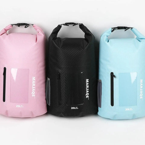 Waterproof Paddling Backpack With Wide Opening, Lightweight 20L Gear Carrier For Camping, Open Water, Beach, And Hiking, Pink