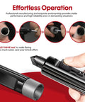 Tubing deburring tool for 3/16–1/2 in brake/fuel lines; black metal handle with knurled knob (front view)