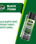 Real Deal Black Expanding Polyurethane Foam Sealant Crushes Pond Leaks And Waterfall Seepage Uv Resistant Exterior Landscape Rock Gap Filler Spray With Application Straw Two Pack in a 12 oz can.