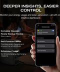 Person using a smartphone to monitor the Delta 3 Classic Portable Solar Generator With 220W Panel 1024Wh LiFePO4 Battery 1800W AC And 100W USB C Output 3600W Surge 1 Hour Fast Charge For Home Camping RV setup with a detailed app display.