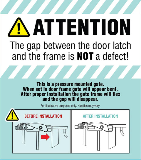 Diagram showing installation instructions for Extra Tall 36 Inch By 49 Inch Baby Gate Walk Through Pressure Mounted For Doorways.