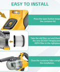 Steps for installing Replacement HEPA Filters For 20V Cordless Handheld Vacuums Easy Swap Washable And Reusable 6 Pack