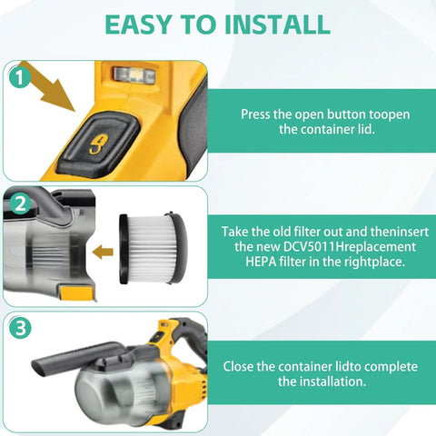 Steps for installing Replacement HEPA Filters For 20V Cordless Handheld Vacuums Easy Swap Washable And Reusable 6 Pack