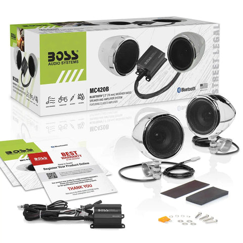 MC420B 3 Inch Motorcycle Speakers And Amplifier Sound System With Bluetooth and Class D Amplifier Weatherproof kit