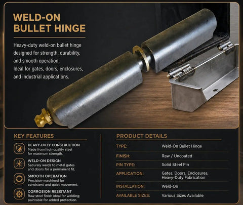 Top Shelf Heavy Duty Weld On Bullet Hinge Pack Of 4 Rock Solid Steel Gate Hardware With Grease Zerk Fitting Built Tough For Badass Jobs That Demand Bombproof Load Capacity And Easy Swinging Action Daily