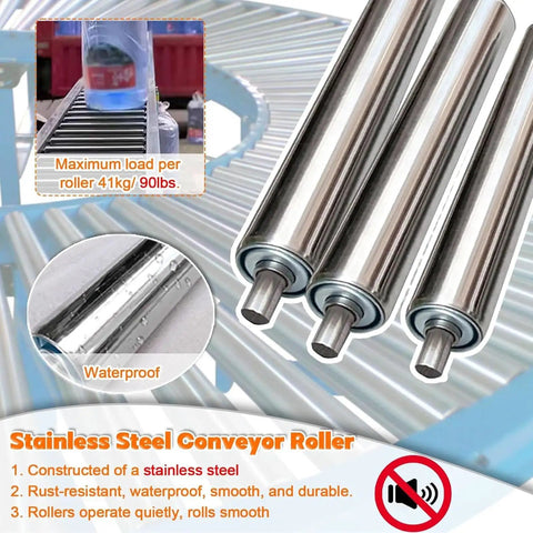 Rock Solid Stainless Steel Gravity Conveyor Rollers Industrial Replacement Parts Non Powered Rolling Tubes Runs Slick For Easy Goods Transfer Warehouse Upgrades Pack Of Five Badass Components Built For Daily Heavy Load Work
