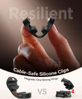 8 Pack Silicone Magnetic Cable Clips For Under Desk Cable Management And Adhesive Wire Hider shown on a hand