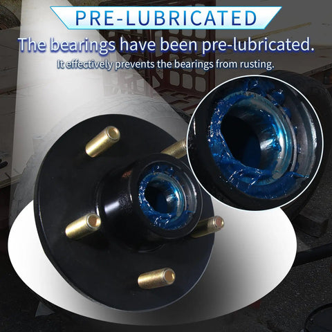Five Lug 4.5 Inch Trailer Hub Kit fits 1-1/16 to 1-3/8 Inch EZ-Lube Spindle for 3500 lb Axles, 5x4.5 Bolt Pattern, pre-lubricated hub
