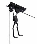 Bike Hoist For Garage Storage Ceiling Lift With 100 Lb Capacity Easy Install Rubber Coated Hooks hanging from ceiling mount