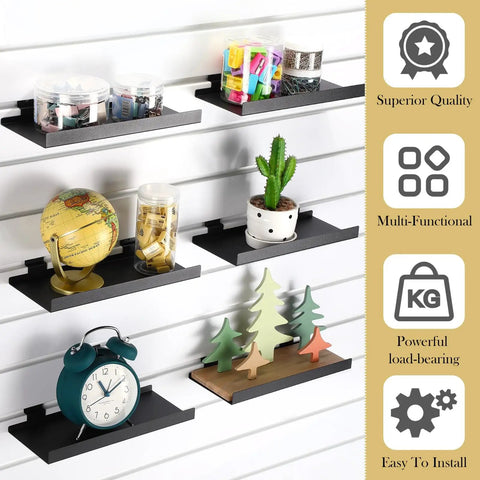 12 Pack Slatwall Shelves 10 By 4.3 Inch Metal Slat Wall Shelf Accessories Heavy Duty Retail Display Panels for various items