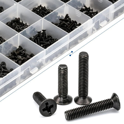 720 Piece Laptop Screw Kit Carbon Steel Phillips Flat Head Assortment With M1.4 M1.7 M2 M2.5 M3 Countersunk SSD Screws