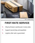 Boxes on a conveyor belt with Amazon branding, highlighting shipping and logistics services offered.