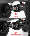 Comparison of plastic and Beefed Up Steel Axle Gear Set For 1 24 RC Crawler Upgrade Pack Includes 12T20T Overdrive Gear And 12T24T Axle Gear